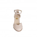 Woman's rounded open shoe with strap in light pink leather heel 5 - Available sizes:  32, 33, 34, 35, 42, 43, 44, 45, 46