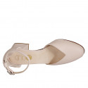 Woman's rounded open shoe with strap in light pink leather heel 5 - Available sizes:  32, 33, 34, 35, 42, 43, 44, 45, 46