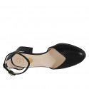 Chaussure ouverte à bout rondu avec courroie en cuir noir talon 5 - Pointures disponibles:  32, 33, 34, 35, 42, 43, 44, 45, 46