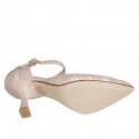 Woman's pointy open shoe with strap in pink leather and light pink patent leather heel 8 - Available sizes:  33, 35, 42, 43, 44, 45, 46