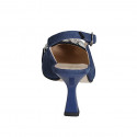 Decolté a punta aperta sul tallone da donna in camoscio blu con accessorio tacco 8 - Misure disponibili: 32, 33, 34, 35, 42, 43, 44, 46