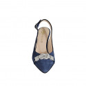 Decolté a punta aperta sul tallone da donna in camoscio blu con accessorio tacco 8 - Misure disponibili: 32, 33, 34, 35, 42, 43, 44, 46