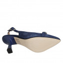 Zapato destalonado a punta para mujer en gamuza azul con accesorio tacon 8 - Tallas disponibles:  32, 33, 34, 35, 42, 43, 44, 46