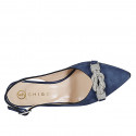 Woman's pointy slingback pump in blue suede with accessory heel 8 - Available sizes:  32, 33, 34, 35, 42, 43, 44, 46