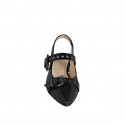 Zapato destalonado a punta para mujer con elastico y hebillas en charol negro tacon 3 - Tallas disponibles:  32, 35, 44