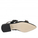 Zapato destalonado a punta para mujer con elastico y hebillas en charol negro tacon 3 - Tallas disponibles:  32, 35, 44