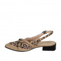 Woman's slingback shoe in beige and spotted suede with crossed straps heel 3 - Available sizes:  32, 35, 42, 44, 45, 46