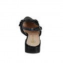 Chaussure ouverte au talon pour femmes en cuir noir avec courroies croisées talon 3 - Pointures disponibles:  32, 33, 34, 35, 42, 43, 44, 45, 46