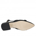 Zapato destalonado para mujer en piel negra con cinturones cruzados tacon 3 - Tallas disponibles:  32, 34, 35, 42, 43, 44, 46