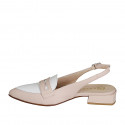 Woman's highfronted slingback pump in light rose and white leather heel 3 - Available sizes:  33, 34, 35, 42, 43, 44, 45, 46