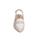 Woman's highfronted slingback pump in light rose and white leather heel 3 - Available sizes:  33, 34, 35, 42, 43, 44, 45, 46