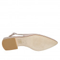 Zapato destalonado con empeine alto para mujer en piel rosada claro y blanca tacon 3 - Tallas disponibles:  32, 33, 34, 35, 42, 43, 44, 45, 46