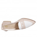 Woman's highfronted slingback pump in light rose and white leather heel 3 - Available sizes:  33, 34, 35, 42, 43, 44, 45, 46