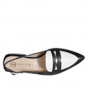 Woman's highfronted slingback pump in black and white leather heel 3 - Available sizes:  34, 35, 42, 43, 44, 46