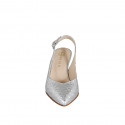 Woman's slingback pump in silver laminated leather heel 6 - Available sizes:  32, 33, 34, 35, 42, 43, 44, 45, 46