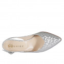 Woman's slingback pump in silver laminated leather heel 6 - Available sizes:  32, 33, 34, 35, 42, 43, 44, 45, 46