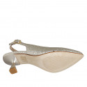 Woman's slingback pump in platinum laminated leather heel 6 - Available sizes:  32, 33, 34, 35, 42, 43, 44, 45, 46