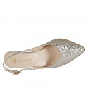 Woman's slingback pump in platinum laminated leather heel 6 - Available sizes:  32, 33, 34, 35, 42, 43, 44, 45, 46