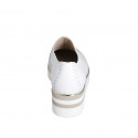 Woman's highfronted shoe in white and beige leather with elastics and captoe wedge heel 4 - Available sizes:  32, 33, 34, 35, 42, 43, 44, 45, 46