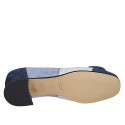 Women's pump shoe with accessory in blue, light blue and grey suede heel 3 - Available sizes:  32, 33, 34, 35, 42, 43, 44, 45, 46