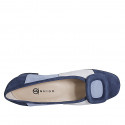 Women's pump shoe with accessory in blue, light blue and grey suede heel 3 - Available sizes:  32, 33, 34, 35, 42, 43, 44, 45, 46