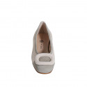 Women's pump shoe with accessory in sand beige and grey suede heel 3 - Available sizes:  33, 34, 35, 43, 44, 45, 46