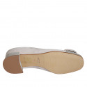 Women's pump shoe with accessory in sand beige and grey suede heel 3 - Available sizes:  33, 34, 35, 43, 44, 45, 46