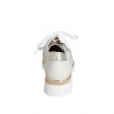 Scarpa stringata con cerniera in pelle beige e pelle laminata platino zeppa 4 - Misure disponibili: 34, 35, 42, 43, 44, 45, 46