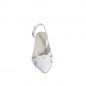 Woman's pointy slingback pump in white leather heel 5 - Available sizes:  32, 35, 42, 43, 45, 46