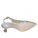 Woman's pointy slingback pump in platinum and silver laminated leather heel 5 - Available sizes:  32, 33, 34, 35, 42, 43, 44, 46