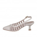 Woman's pointy slingback pump in light pink suede and patent leather heel 5 - Available sizes:  32, 33, 34, 35, 42, 43, 44, 45, 46