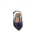 Zapato destalonado a punta para mujer en charol y gamuza azul tacon 5 - Tallas disponibles:  32, 33, 34, 35, 42, 43, 45, 46