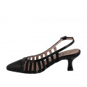 Chaussure ouverte au talon à bout pointu pour femmes en cuir verni et daim noir talon 5 - Pointures disponibles:  32, 33, 34, 35, 42, 43, 44, 45, 46