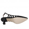 Slingback da donna in vernice e camoscio nero tacco 5 - Misure disponibili: 32, 33, 34, 35, 42, 43, 44, 45, 46