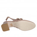 Mary Jane slingback with two straps in light pink patent leather heel 5 - Available sizes:  32, 33, 34, 35, 42, 43, 44, 45, 46