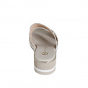 Woman's mule with elastic band and buttons in light beige leather wedge heel 4 - Available sizes:  32, 33, 34, 35, 42, 43, 44, 45, 46