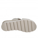 Sabot da donna con elastico e bottoni in pelle beige chiaro zeppa 4 - Misure disponibili: 32, 33, 34, 35, 42, 43, 44, 45, 46