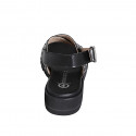 Woman's sandal in black leather with studs wedge heel 3 - Available sizes:  32, 33, 34, 35, 42, 43, 44, 45, 46