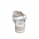 Sandale pour femmes en cuir blanc avec elastique et boucle talon compensé 4 - Pointures disponibles:  32, 33, 34, 35, 42, 43, 44, 45, 46