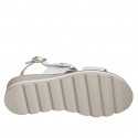 Woman's sandal in white leather with elastic band and buckle wedge heel 4 - Available sizes:  32, 33, 34, 35, 42, 43, 44, 45, 46