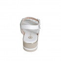 Woman's sandal with strap and chain in white and light green leather wedge heel 4 - Available sizes:  32, 33, 34, 35, 42, 43, 44, 45, 46