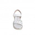 Woman's sandal with strap and chain in white and light green leather wedge heel 4 - Available sizes:  32, 33, 34, 35, 42, 43, 44, 45, 46