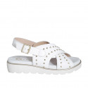 Sandalo da donna in pelle bianca con borchie zeppa 3 - Misure disponibili: 32, 33, 34, 35, 42, 43, 44, 45