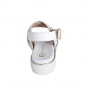 Sandale pour femmes en cuir blanc avec goujons talon compensé 3 - Pointures disponibles:  32, 33, 34, 35, 42, 43, 44, 45