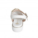 Woman's strap sandal with accessory in white leather wedge heel 3 - Available sizes:  32, 33, 34, 35, 42, 43, 44, 45, 46