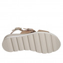 Sandalo da donna in pelle color nocciola con elastico e fibbia zeppa 4 - Misure disponibili: 33, 42, 43, 45, 46