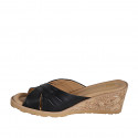 Sabot da donna in pelle nera con zeppa 5 - Misure disponibili: 32, 33, 34, 35