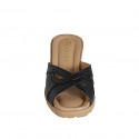 Sabot da donna in pelle nera con zeppa 5 - Misure disponibili: 32, 33, 34, 35