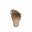 Sabot da donna in camoscio bluette e azzurro con velcro, plateau e zeppa 7 - Misure disponibili: 31, 32, 33, 34, 35