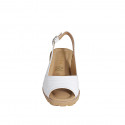 Woman's sandal in white leather wedge heel 5 - Available sizes:  32, 33, 34